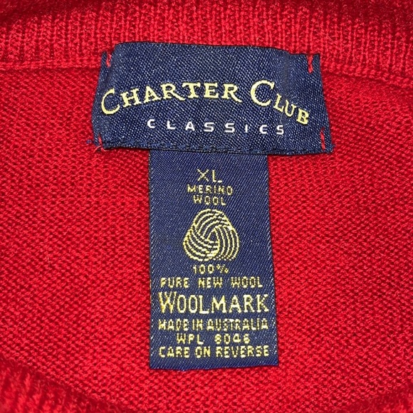 Charter Club Classics mock turtleneck sweater, 100% merino wool, red/black/gray - Picture 7 of 8